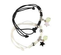 Luminous Beads Star Couple Bracelet, Trend Adjustable Luminous Beads Flower Heart Key Lock Cross Couple Bracelet(Style 12)