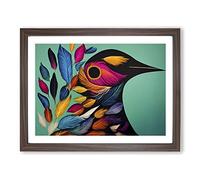 Luminous Bird Abstract Framed Print | A4 Walnut Framed Wall Art | Ready to Hang | Abstract Fantasy Picture | Living Room Bedroom Lounge Office