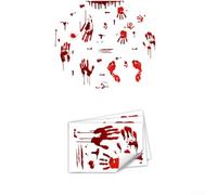 Luminous Blood Handprints and Footprints for Halloween Wall Stickers, Self PVC Suitable for Doors, Windows, and Floors to Create Haunted House Effects