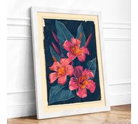 Luminous Blooms Botanical Framed Wall Art Print A4 (29.7×21cm) White, Wall Decor for Living Room, Bedroom, Office & Home, Ready to Hang, Art Gift
