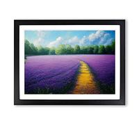 Luminous Bluebell Field Framed Wall Art Print A2 Black
