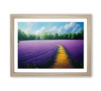 Luminous Bluebell Field Framed Wall Art Print A2 Oak