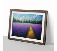 Luminous Bluebell Field H1022 Framed Print for Living Room Bedroom Home Office Décor, Wall Art Picture Ready to Hang, Walnut A2 Frame (64 x 46 cm)