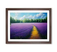 Luminous Bluebell Field H1022 Framed Print for Living Room Bedroom Home Office Décor, Wall Art Picture Ready to Hang, Walnut A4 Frame (34 x 25 cm)