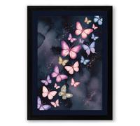 Luminous Butterfly Drift Minimalist Framed Wall Art Print A2 (59.4×42cm) Black, Wall Decor for Living Room, Bedroom, Office & Home, Ready to Hang, Art Gift