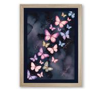 Luminous Butterfly Drift Minimalist Framed Wall Art Print A2 (59.4×42cm) Oak, Wall Decor for Living Room, Bedroom, Office & Home, Ready to Hang, Art Gift