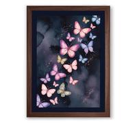 Luminous Butterfly Drift Minimalist Framed Wall Art Print A2 (59.4×42cm) Walnut, Wall Decor for Living Room, Bedroom, Office & Home, Ready to Hang, Art Gift