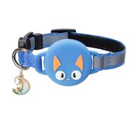 Luminous Cat Collar Reflective Kitten Tracking Collar with Bell Durable Cat Tracker Collar for Visibility No including the locator (Blue)