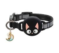 Luminous Cat Collar Reflective Kitten Tracking Collar with Bell Durable Cat Tracker Collar for Visibility No including the locator (Black)