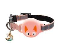 Luminous Cat Collar Reflective Kitten Tracking Collar with Bell Durable Cat Tracker Collar for Visibility No including the locator (Pink)