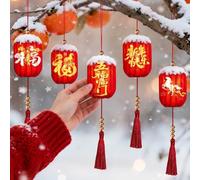 Luminous Chinese Lunar New Year Decoration for 2026 Horse Year Celebration with Silk Fabric Lantern and Warm LED Lighting Effect (D)