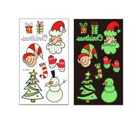 Luminous Christmas Kids Fake Tattoos Sticker, Night Fluorescent Temporary Tattoos for Children with Santa, Snowmen, Elves, Snowflakes, Christmas Tree, Glow in The Dark (Y-070)