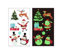 Luminous Christmas Kids Fake Tattoos Sticker, Night Fluorescent Temporary Tattoos for Children with Santa, Snowmen, Elves, Snowflakes, Christmas Tree, Glow in The Dark (Y-063)