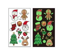Luminous Christmas Kids Fake Tattoos Sticker, Night Fluorescent Temporary Tattoos for Children with Santa, Snowmen, Elves, Snowflakes, Christmas Tree, Glow in The Dark (Y-067)
