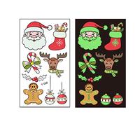 Luminous Christmas Kids Fake Tattoos Sticker, Night Fluorescent Temporary Tattoos for Children with Santa, Snowmen, Elves, Snowflakes, Christmas Tree, Glow in The Dark (Y-068)