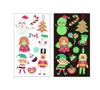 Luminous Christmas Kids Fake Tattoos Sticker, Night Fluorescent Temporary Tattoos for Children with Santa, Snowmen, Elves, Snowflakes, Christmas Tree, Glow in The Dark (Y-062)
