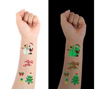 Luminous Christmas Temporary Tattoos for Kids - 90 Pieces Christmas Glow in The Dark Tattoos Stickers for Boys and Girls,Christmas Party Favors for Kids Stocking Stuffers and Gifts 10 Sheets