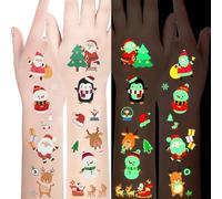 Luminous Christmas Temporary Tattoos for Kids Stocking Stuffers, 120pcs Glow in The Dark Christmas Decorations Tattoos Stickers for Boys and Girls Christmas Party Favor, Xmas Gift for Kids