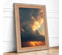 Luminous Clouds Landscape Framed Wall Art Print A4 (29.7×21cm) Oak, Wall Decor for Living Room, Bedroom, Office & Home, Ready to Hang, Art Gift