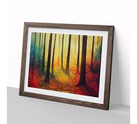 Luminous Colourful Forest H1022 Framed Print for Living Room Bedroom Home Office Décor, Wall Art Picture Ready to Hang, Walnut A2 Frame (64 x 46 cm)