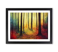 Luminous Colourful Forest H1022 Framed Print for Living Room Bedroom Home Office Décor, Wall Art Picture Ready to Hang, Black A3 Frame (46 x 34 cm)