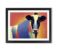 Luminous Cow WHT Framed Print | A3 Black Framed Wall Art | Ready to Hang | Modern Animal Picture | Living Room Bedroom Lounge Office