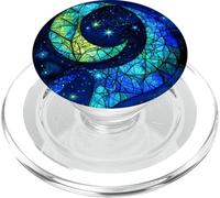 Luminous Crescent Moon and Cosmic Patterns PopSockets PopGrip for MagSafe