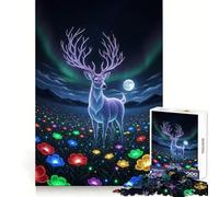 Luminous Deer in A Flower Field Puzzle for Adults 1000 Pieces Logic Skill High Def Print Family Pastime Xmas Idea (38x52cm)