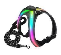 Luminous Dog Harness for Dogs Luminous Dog Harness with Handle Dog Harness Luminous with 1.5 m Reflective Dog Lead Anti-Pull Chest Harness Adjustable for Small Medium Dogs