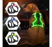 Luminous Dog Harness - No Pull LED Dog Harness Rechargeable Illuminated Dog Harness for Small Medium Large Dogs (Green, M)