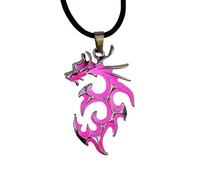 Luminous Dragon Pendant Necklace Halloween Glow In The Dark Fluorescent Flying Dragon Necklace For Women Men Goth Punk Black Leather Cord Jewelry Gift Purple