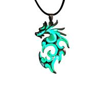 Luminous Dragon Pendant Necklace Halloween Glow In The Dark Fluorescent Flying Dragon Necklace For Women Men Goth Punk Black Leather Cord Jewelry Gift Green