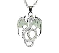 Luminous Dragon Pendant Necklace Retro Punk Glowing Animal Flying Dragon Guard Pendant Necklace Simple Halloween Glow In The Dark Jewelry For Women Men Green