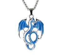 Luminous Dragon Pendant Necklace Retro Punk Glowing Animal Flying Dragon Guard Pendant Necklace Simple Halloween Glow In The Dark Jewelry For Women Men Blue