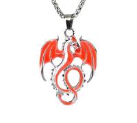 Luminous Dragon Pendant Necklace Retro Punk Glowing Animal Flying Dragon Guard Pendant Necklace Simple Halloween Glow In The Dark Jewelry For Women Men Orange