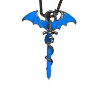 Luminous Dragon Sword Necklace Vintage Gothic Glow In The Night Pterodactyl Pendant Necklace Halloween Stegosaurus Animal Jewelry For Men Women Blue