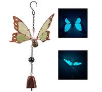 Luminous Dragonfly Butterfly Flower Fairy Wind Chimes, Creative Hanging Garden Glass Bell Glow in Dark Night Wind Chimes for Home(Green Butterfly Bell)
