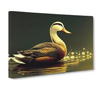 Luminous Duck Canvas Print | Gallery Wrapped 30mm Frame Wall Art | 30x20 inches | Ready to Hang | Contemporary Bird Picture | Living Room Bedroom Lounge Office