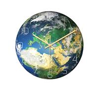 Luminous Earth Wall Clock Glow in the Dark Hanging Clock Earth Wall Art Decorations for Living Room Bedroom Nursery Room (Europe, without Batteries)