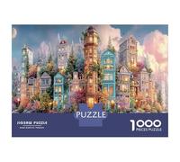 Luminous European Castle 1000 Pieces Jigsaw Puzzle for Adults, Fairy-tale Scene Decorative Puzzle Game Gifts for Boys Girls Age 14+ 70x50cm/1000pcs
