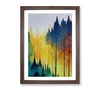 Luminous Forest Framed Print for Living Room Bedroom Home Office Décor, Wall Art Picture Ready to Hang, Walnut A3 Frame (34 x 46 cm)