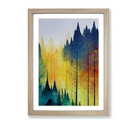 Luminous Forest Framed Print for Living Room Bedroom Home Office Décor, Wall Art Picture Ready to Hang, Oak A2 Frame (64 x 46 cm)