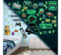 Luminous Gaming Wall Sticker Self-Adhesive Game Wall Sticker Children's Room for Glow in the Dark Sticker Gamer Luminous Sticker Wall Sticker for Boys Children's Room Bedroom Gifts Green
