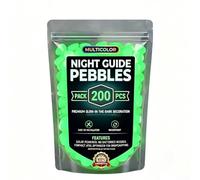 Luminous Garden Stones, Solar Powered Glow in The Dark Decorative Pebbles, Waterproof Resin Path Rocks, Multi-Color(Green 200pcs)