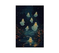 Luminous Ghosts Floating in The Dark Night Sky Canvas Poster Bedroom Decor Landscape Office Room Decor Gift 20x30inch(50x75cm)