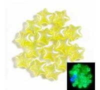 Luminous Glow in The Dark Starry Star Beads, 22mm Star Shaped Beads for Jewelry Making, Crafts, Home Decor, Party Decorations,Glitter Beads for Pen Making,Hair,Phone Chain,Keychain (Yellow)