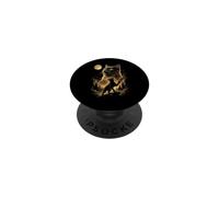 Luminous Green Cat Howling Full Moon Forest PopSockets Adhesive PopGrip