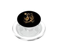 Luminous Green Cat Howling Full Moon Forest PopSockets PopGrip for MagSafe