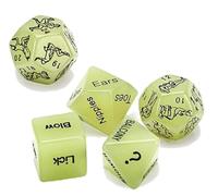 Luminous Green Plastic Hexahedral Dice In The Dark, Multi Shaped Dice Game Accessories, 5 Pieces, 12 Sided Humorous Couple Gifts