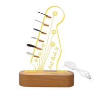 Luminous Guitar Pick Holder, Acrylic Guitar Pick Display, Plectrums & Pick Holder for Electric Guitars with Wooden Base - Cool Guitar Accessories as a Gift for Musicians and Guitarists